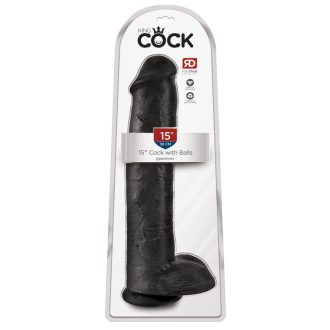 King Cock 15 - tapadótalpas, herés dildó 38cm - fekete