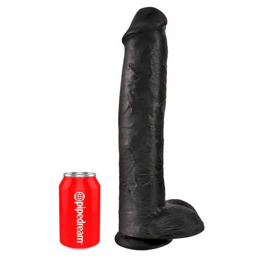 King Cock 15 - tapadótalpas, herés dildó 38cm - fekete