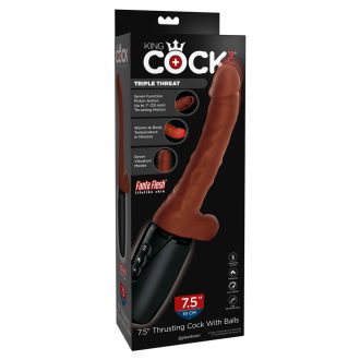 King Cock Plus 7,5 - herés lökő vibrátor barna