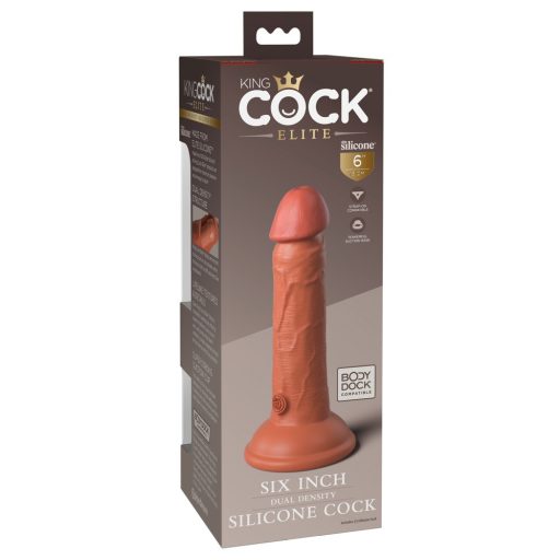 King Cock Elite 6 - tapadótalpas, élethű dildó 15cm - sötét
