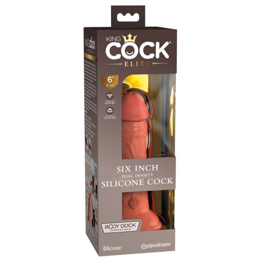 King Cock Elite 6 - tapadótalpas, élethű dildó 15cm - sötét