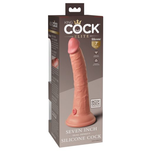 King Cock Elite 7- tapadótalpas, élethű dildó 18cm - natúr