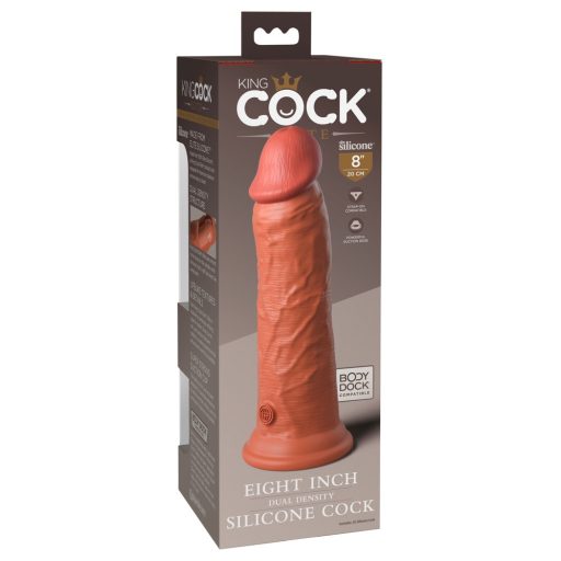 King Cock Elite 8 - tapadótalpas, élethű dildó 20cm - sötét natúr