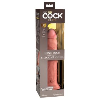 King Cock Elite 9 - tapadótalpas, élethű dildó 23cm - natúr