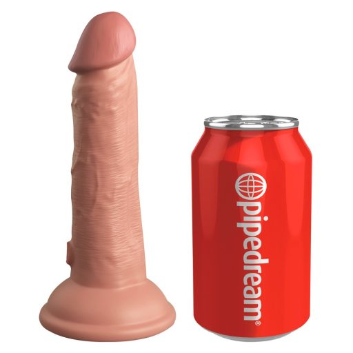 King Cock Elite 6 - tapadótalpas, élethű vibrátor 15cm - natúr