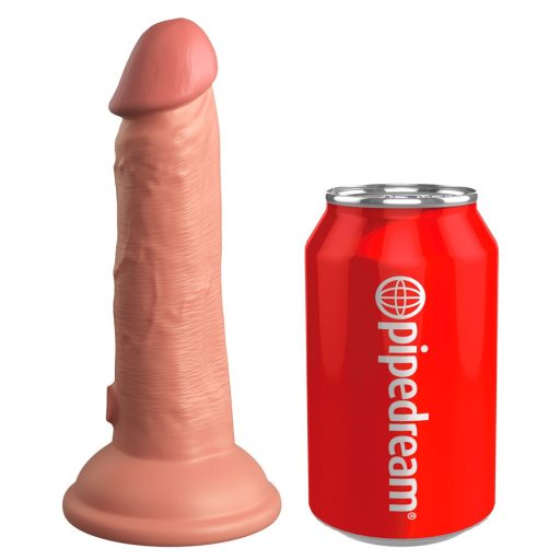 King Cock Elite 6 - tapadótalpas, élethű vibrátor 15cm sötét natúr