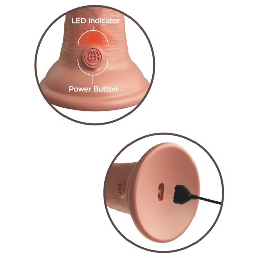 King Cock Elite 6 - tapadótalpas, élethű vibrátor 15cm sötét natúr