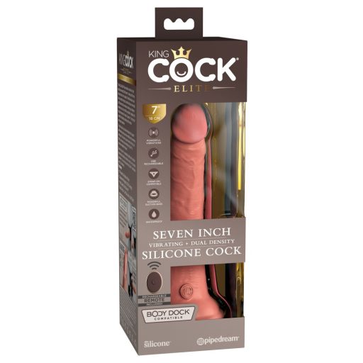 King Cock Elite 7 - tapadókorongos, rádiós vibrátor 18 cm (natúr)