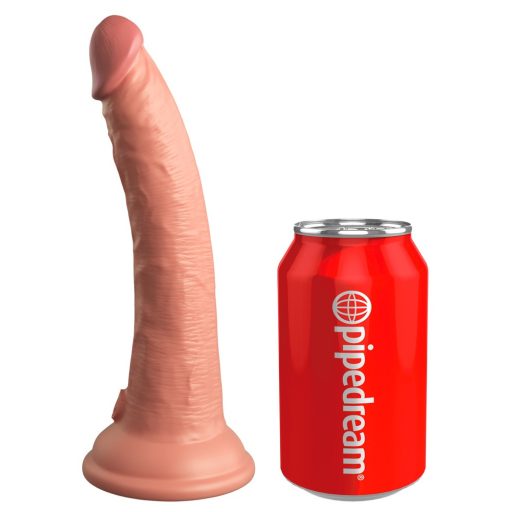 King Cock Elite 7 - tapadókorongos, rádiós vibrátor 18 cm (natúr)