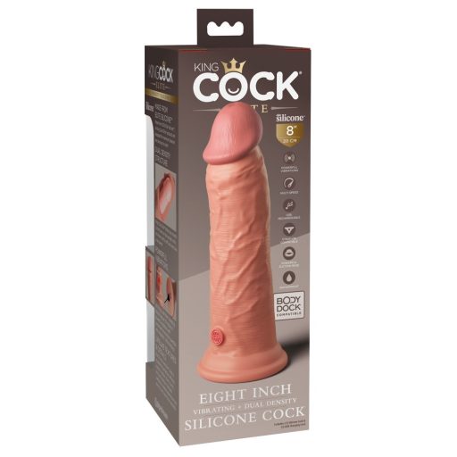 King Cock Elite 8 - tapadótalpas, élethű vibrátor 20cm - natúr
