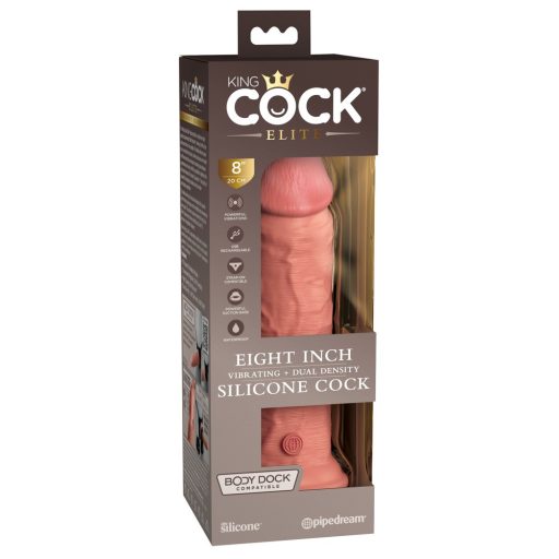 King Cock Elite 8 - tapadótalpas, élethű vibrátor 20cm - natúr