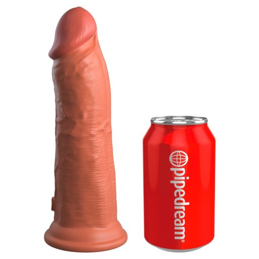 King Cock Elite 8 - tapadótalpas, élethű vibrátor 20cm sötét natúr