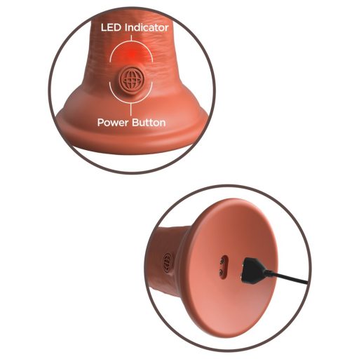 King Cock Elite 8 - tapadótalpas, élethű vibrátor 20cm sötét natúr