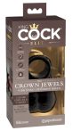   King Cock Elite Crown Jewels - lengőhere, rezgő péniszgyűrű (fekete)