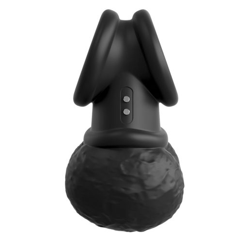 King Cock Elite Crown Jewels - lengőhere, rezgő péniszgyűrű fekete