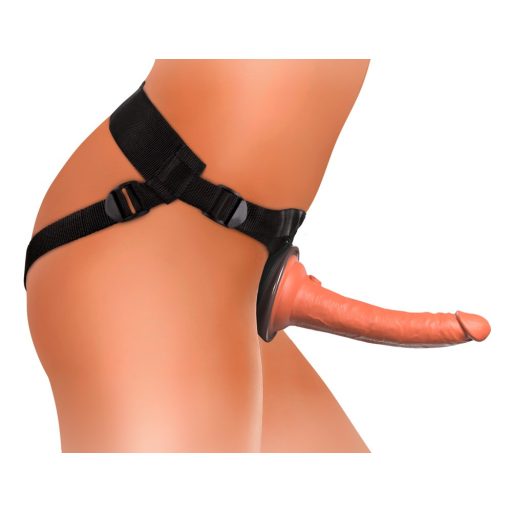 King Cock Elite Comfy - felcsatolható dildó hámmal sötét natúr