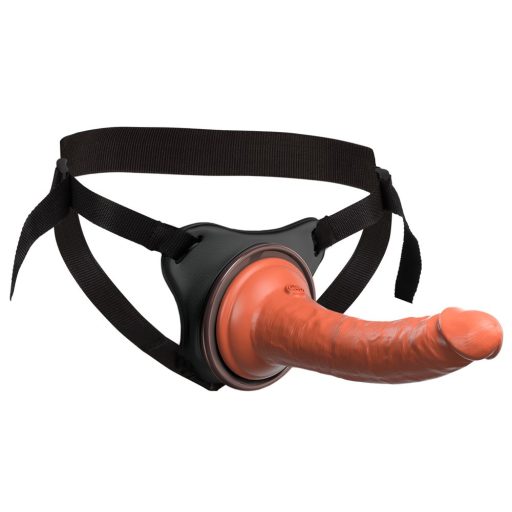King Cock Elite Comfy - felcsatolható dildó hámmal sötét natúr