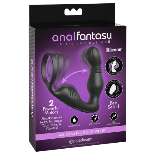 Anal Fantasy Elite - prosztata vibrátor péniszgyűrűvel (fekete)