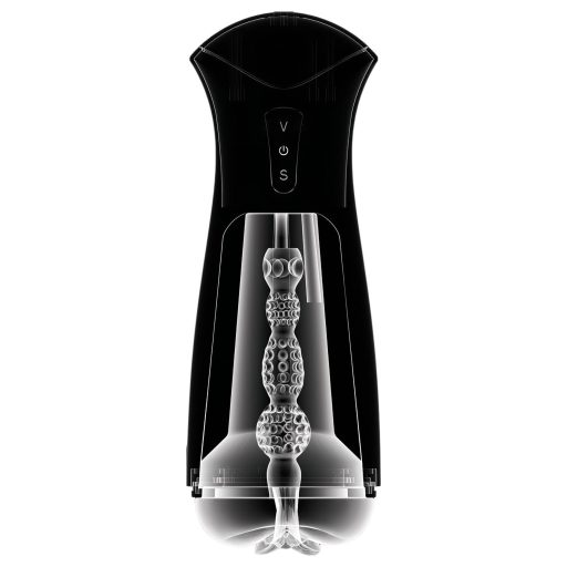 PDX Elite - szívó, rezgő maszturbátor (fekete)