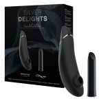   Womanizer Silver Delights - léghullámos vibrátor szett (fekete)