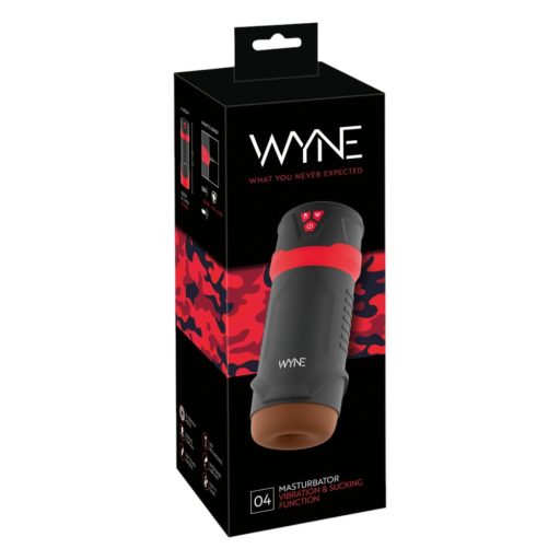 WYNE 04 - akkus, rezgő-szívó maszturbátor fekete-piros