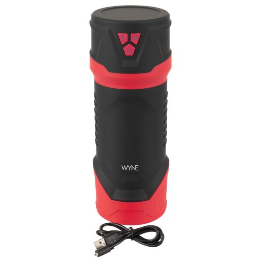 WYNE 04 - akkus, rezgő-szívó maszturbátor fekete-piros