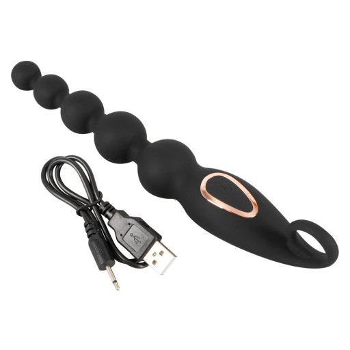 ANOS Anal Beads - anál gyöngysor vibrációval fekete