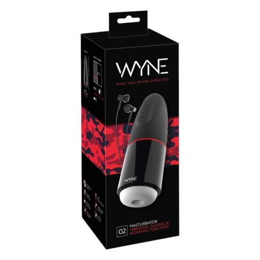 WYNE 02 - akkus, rezgő-szívó maszturbátor fekete-fehér