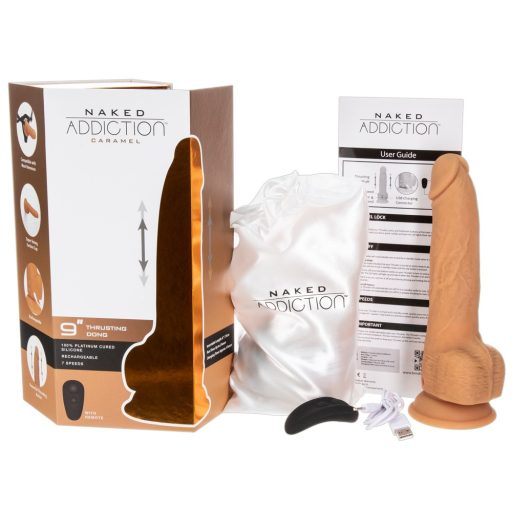 Naked Addiction Thrusting 9 - rádiós, lökő vibrátor - sötét 23cm