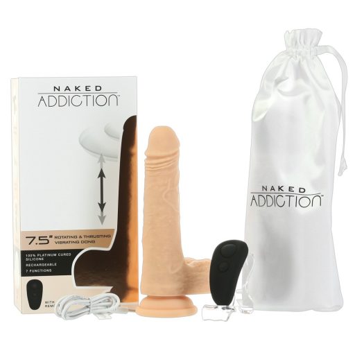 Naked Addiction Thrusting 7,5 - akkus, lökő vibrátor 19cm - natúr