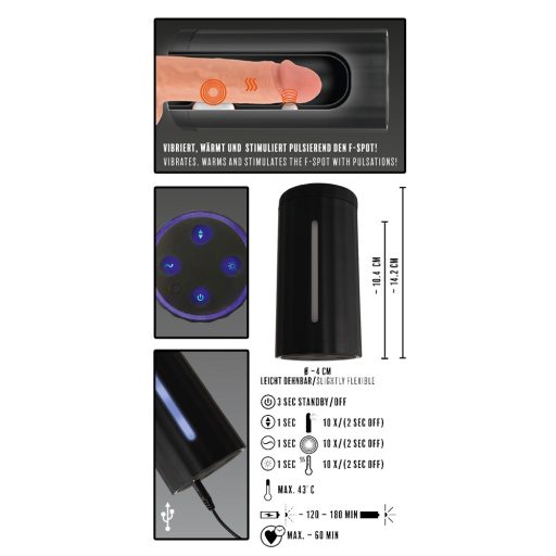 Rebel Blow Job - akkus, 3 funkciós maszturbátor fekete