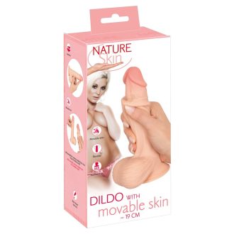 Nature Skin - dildó bőrrel - 19cm natúr