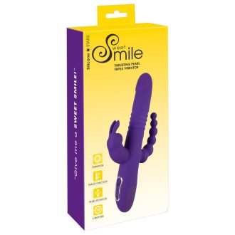 SMILE Triple - akkus, tripla karos, forgó-lökő vibrátor lila