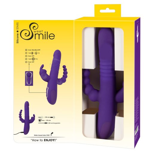 SMILE Triple - akkus, tripla karos, forgó-lökő vibrátor lila