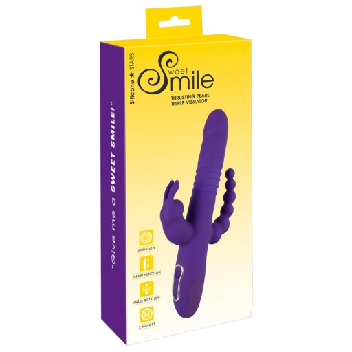 SMILE Triple - akkus, tripla karos, forgó-lökő vibrátor lila