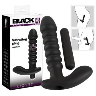 Black Velvet redős vibrátor - közepes fekete