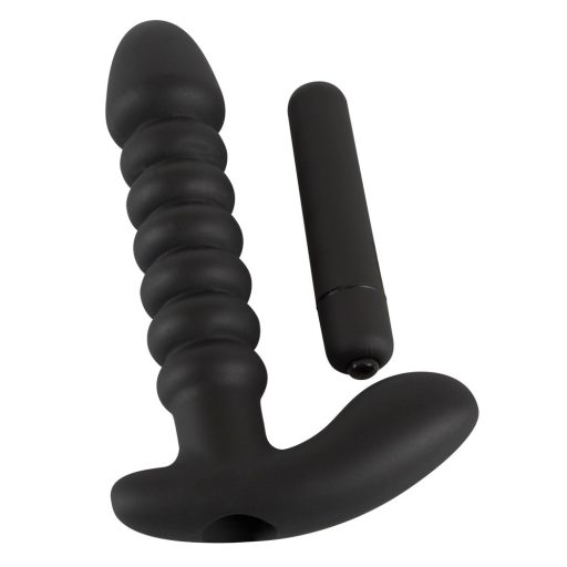 Black Velvet redős vibrátor - közepes fekete