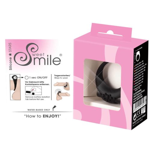 SMILE Stayer - vibrációs péniszgyűrű fekete