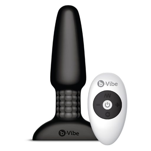 b-Vibe - forgó gyöngyös, akkus anál vibrátor fekete