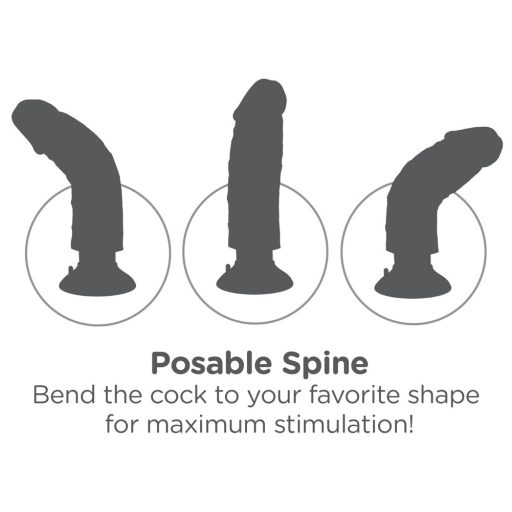 King Cock 7 hajlítható, herés, tapadótalpas vibrátor 18 cm - natúr