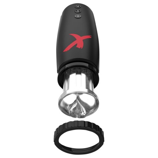 PDX Moto Bator - szívó, fel-le mozgó ajkak maszturbátor fekete