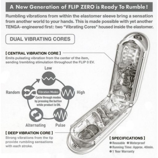 TENGA Flip Zero - vibrációs maszturbátor fehér