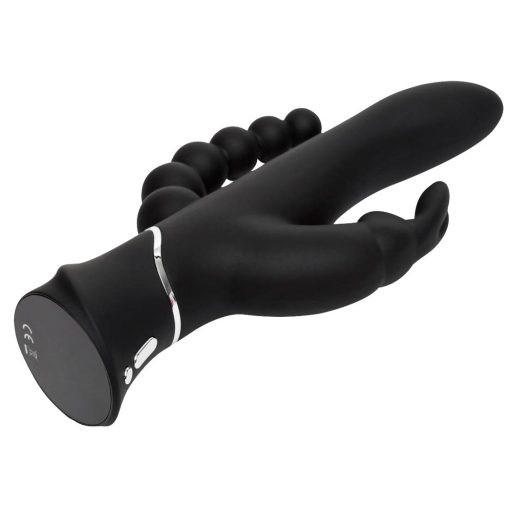 Happyrabbit Triple - akkus csikló-és análkaros vibrátor fekete