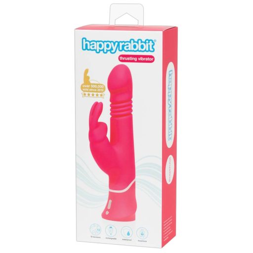Happyrabbit Thrusting - akkus, csiklókaros lökő vibrátor pink