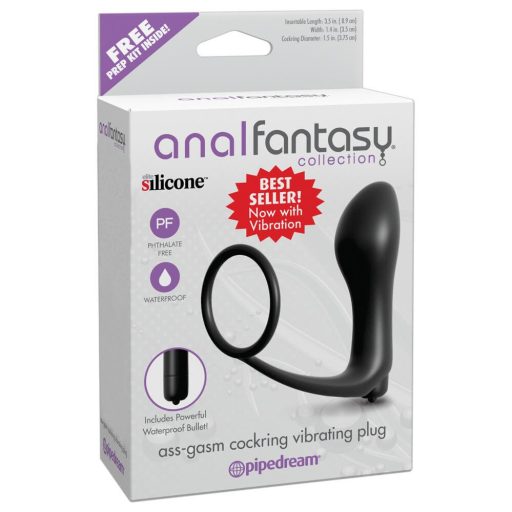 Analfantasy - análujj vibrátor péniszgyűrűvel fekete