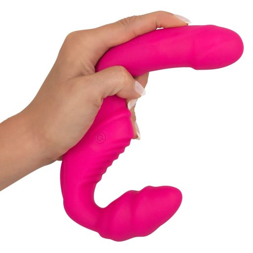Double2Teaser - tartópánt nélküli felcsatolható vibrátor pink