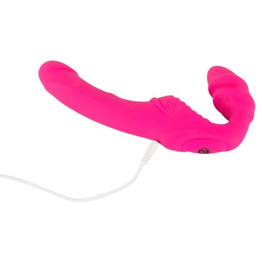Double2Teaser - tartópánt nélküli felcsatolható vibrátor pink