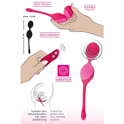 SMILE Love Balls - 82g -os, akkus, rádiós vibrációs tojás pink