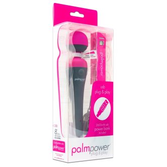 PalmPower Wand - masszírozó vibrátor powerbankkal pink-szürke