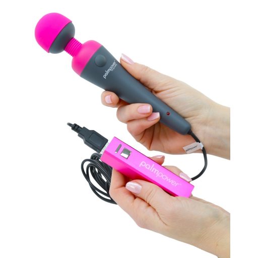 PalmPower Wand - masszírozó vibrátor powerbankkal pink-szürke